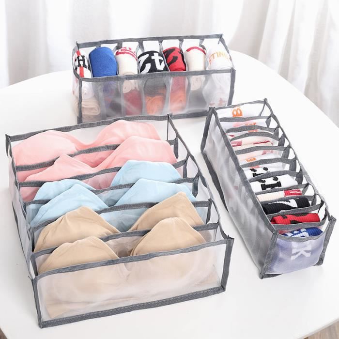 1Pack / 3Pcs Organisateur De Tiroir De Sous-VêTements BoîTe De Rangement Pliable Boîte de Rangement à Tiroirs de Grande Capacité