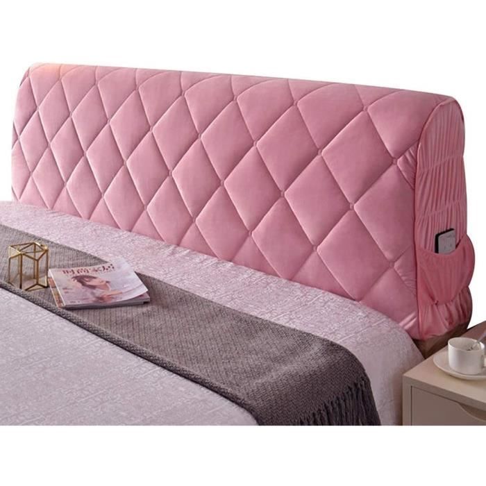 Housse De Tête De Lit Extensible En Velours Pour Lit Simple/king Size/double - Housse De Protection Anti-poussière Pour Lit En Cuir Et Bois - Décoration D'intérieur - Gris - Longueur