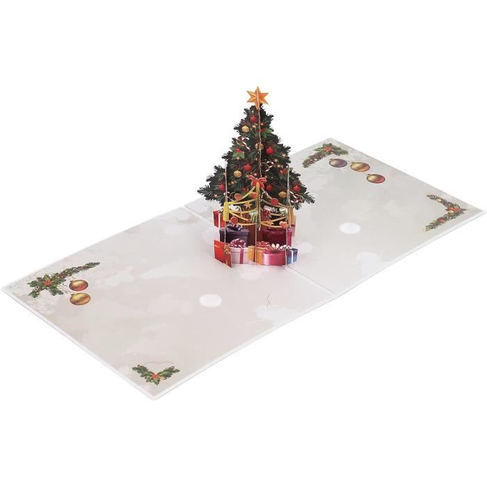 Cartes De Vœux Pop-up 3D Noël (Lot De 3) - Sapin, Maison, Voiture | Avec Enveloppes Et Autocollants | Idéal Enfants Et Adultes