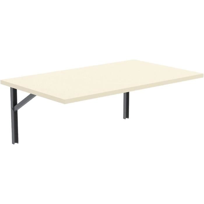 Table Pliante Murale 100x50 Cm - Bureau Ou Table à Manger Escamotable | Finition Pierre Blanche - 9