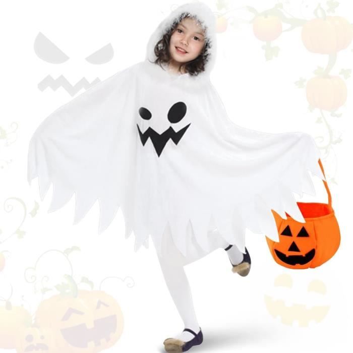 Cape Diable D'Halloween May Huang Avec Sac Citrouille – Costume Enfant 3-12 Ans Pour Cosplay, Fête Et Jeu De Rôle
