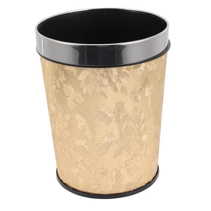 Poubelle Décorative En Laiton Sculpté Main - Style Antique Doré - 29 Cm H (11.5'') - Pour Salle De Bain Ou Chambre