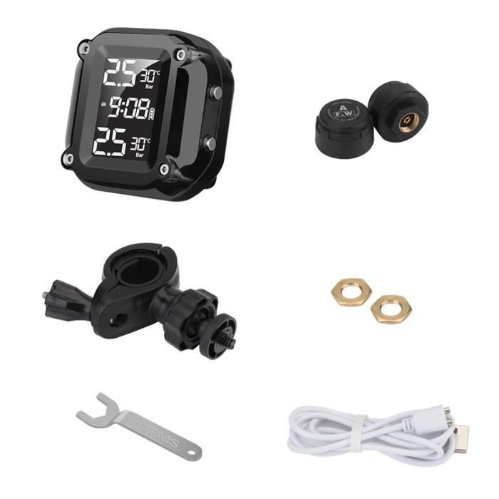 Système TPMS Geloo Avec 4 Capteurs Externes - Moniteur Pression Pneus Solaire - 5 Alarmes - Pour Voiture, SUV, Remorque