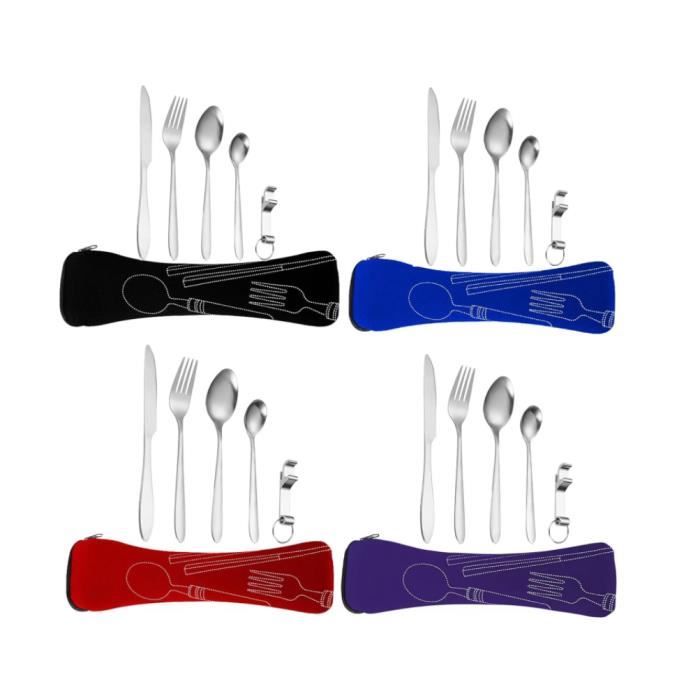 Ensemble De Cuisine Camping 13 Pièces - Acier Inoxydable - Emboîtable 2-4 Personnes