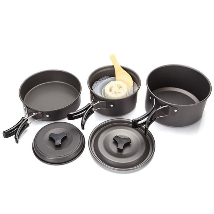 SilverChry Camping Ensemble Réchaud Camping 1-2 Personnes – Batterie Cuisine Aluminium Orange, Ustensiles Pliables, Sac De Transport