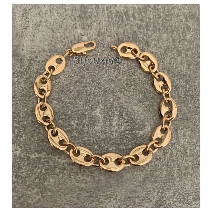 Bracelet Maille Grain De Café Large Bijouxia Plaqué or 18
