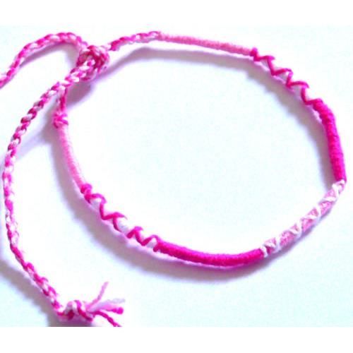 Bracelet D'amitié Brésilien Ajustable - Couleur Champagne & Rose - Neuf Sans Emballage