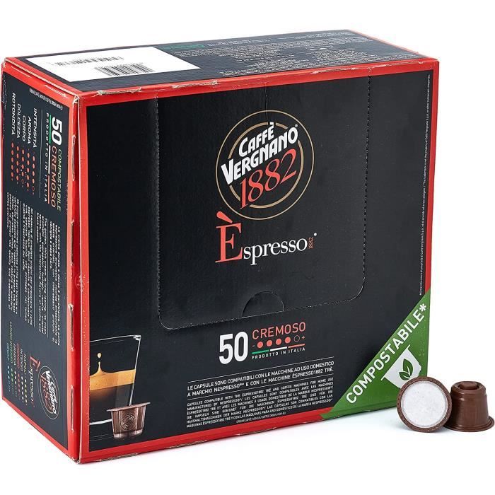 NXYXCaffè Vergnano Pack de 50 Capsules Compatibles Nespresso Espresso