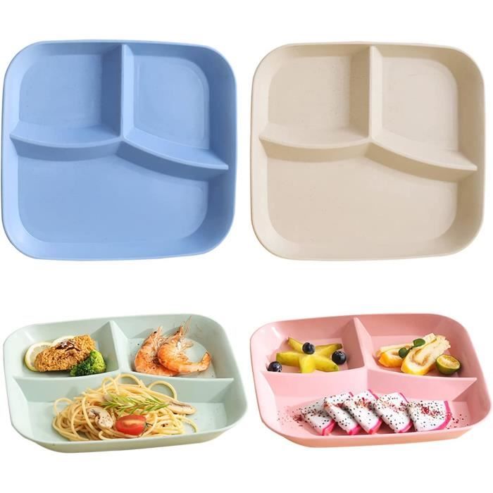 Lot de 4 Assiette Compartiment Adulte,Assiette Regime Portion