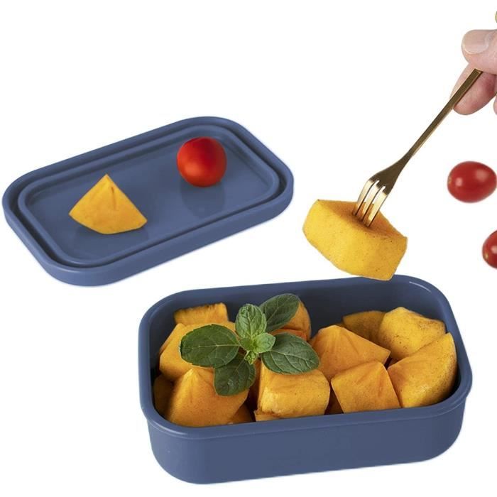 Cragmut Lot 2 Boîtes à Déjeuner Pliables 800 Ml Silicone - Anti-Fuite Bleu & Rose - Idéal Camping Bureau