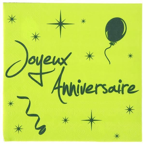 Serviette Vert Anis Joyeux Anniversaire Cdiscount Maison
