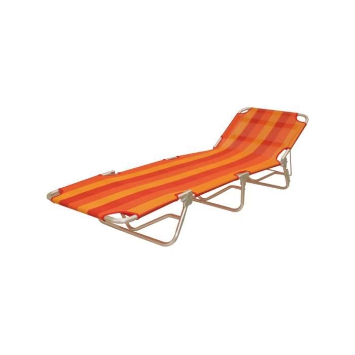 bain de soleil - gdlc - pliable et portable - structure aluminium - coloris orange/jaune