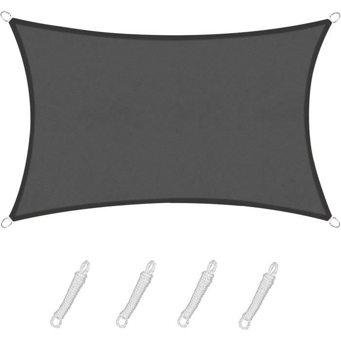 Voile D'ombrage 2x3m - Protection UV 95% - Imperméable - Pour Terrasse, Jardin Ou Balcon - Gris