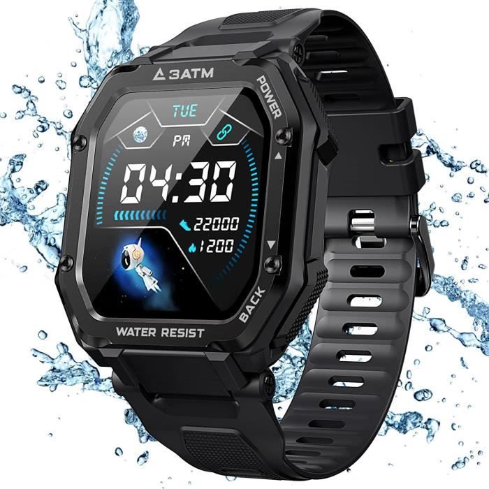 Montre Connectée ROCK - Smartwatch Étanche 30m avec Tensiomètre Cardiofréquencemètre Podomètre - 20 Modes