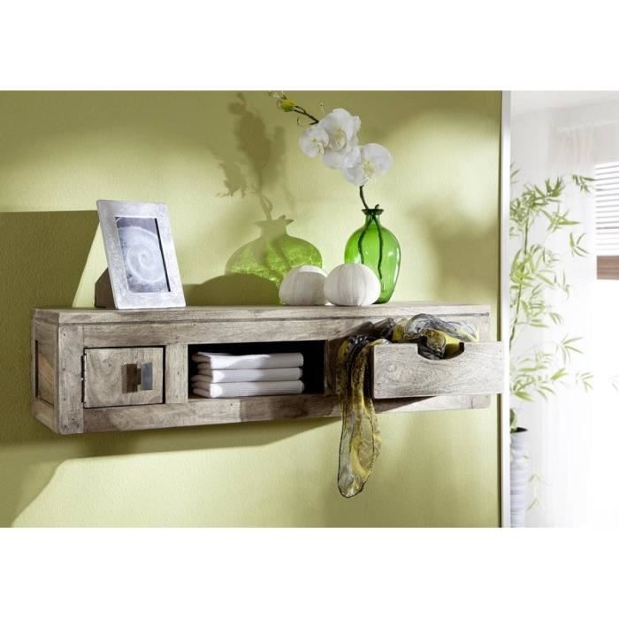 Étagère murale 84x25cm - Bois massif de palissandre huilé - NATURE GREY 060 Étagère murale 84x25cm - Bois massif de palissandre huilé - NATURE GREY 060