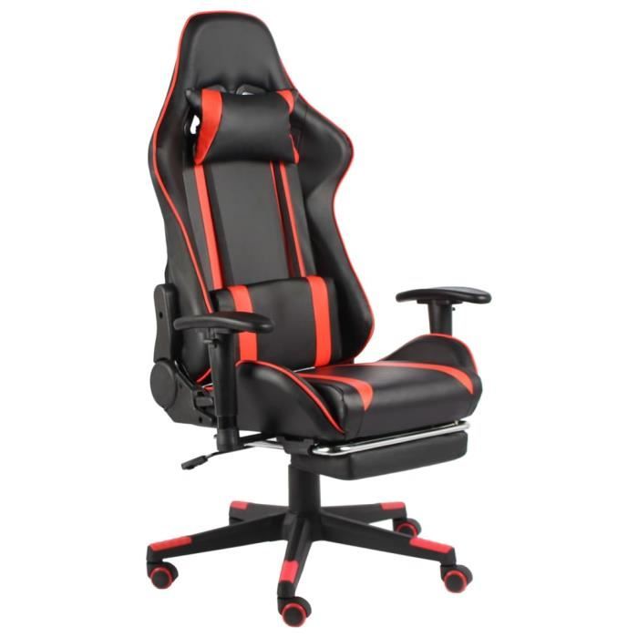fr•018915 fauteuil de bureau chaise de jeu pivotante avec repose-pied rouge pvc ,68x69x123-133 cm
