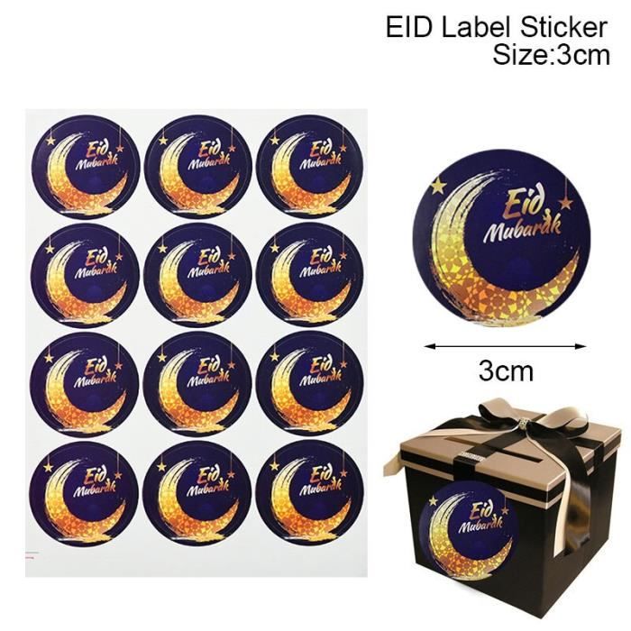 Autocollants Eid Mubarak 384 Pièces - Décorations Rondes Pour Cadeaux Ramadan | Emballage Festif