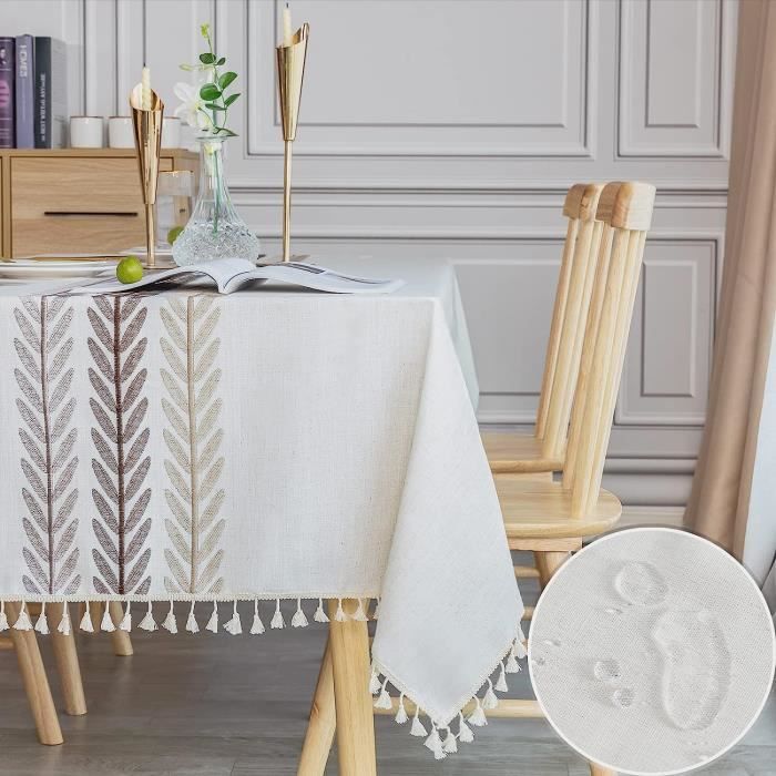 Nappe Tablecloth Nappe Imperméable Anti Tache Rectangulaire Coton Lin