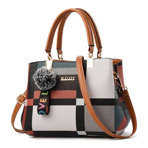 Marron Sac a main a carreaux en cuir pour femmes sac a bandouliere a la mode couture sauvage sacoche de marque fourre tout nou Cdiscount Bagagerie Maroquinerie