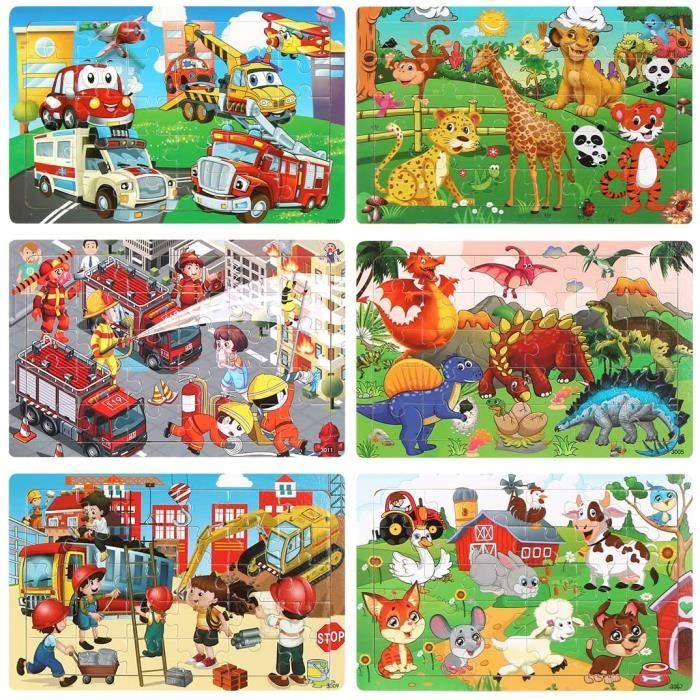 6 Genres Bois Puzzle Bois 3d Animaux De Bande Dessinée Puzzles Intelligence  Enfants Précoce Jouets Éducatifs Pour Enfants Du 9,98 €