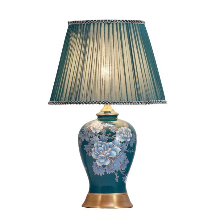 Lampe à Poser - Fine Asianliving - Porcelaine Chinoise - Abat-jour Tissu - Diamètre 33 cm - Hauteur 53 cm