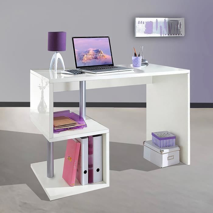 Bureau bureau design studio blanc brillant 100x50cm Esse 2