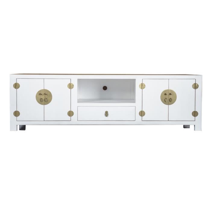 Meuble TV - Fine Asianliving - Chinois - Blanc - Bambou - L 190 x P 56 x H 56 cm