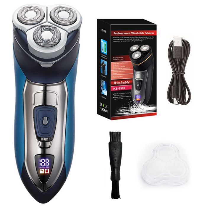 SWAREY &eacute;tanche IPX7 Rasoir Electrique Homme Rasoir 3D Rechargeable Lavable Sans Fil avec 3 T&ecirc;tes Rotatives voyage 