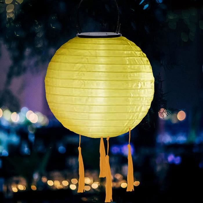 HOTUT - 2 Lampions Solaires Extérieur IP65 - Lanternes Suspendues Étanches Pour Jardin, Terrasse, Mariage - 25cm Blanc Chaud