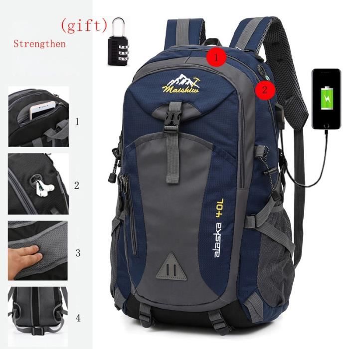 Renforcer bleu DP Sac à dos Antivol étanche pour hommes, alpinisme, équitation, Sport