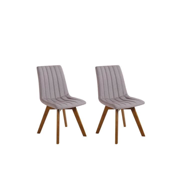 Lot de 2 chaises de salle à manger en tissu gris taupe CALGARY