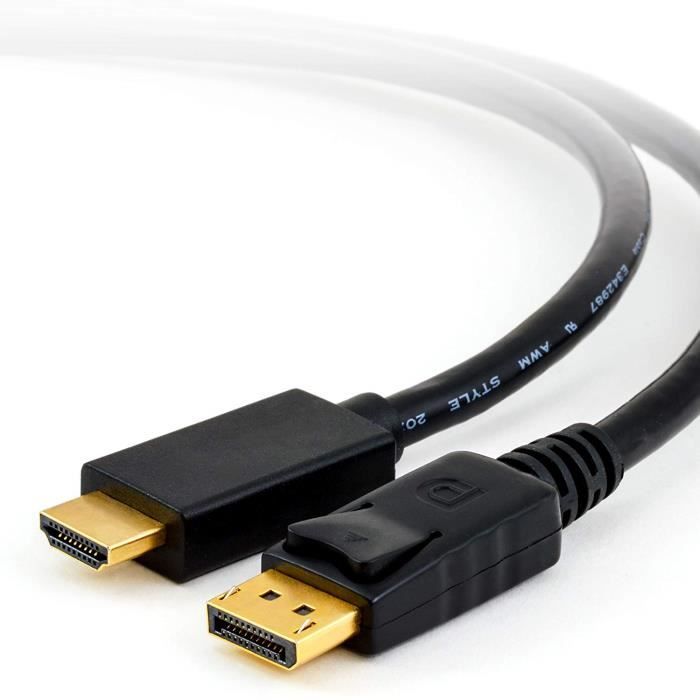 Câble Nylon Tressé 5m Câble DisplayPort Vers HDMI 4K 5m - Nylon Tressé Pour PC, GPU NVIDIA/AMD Cable Hdmi 5m