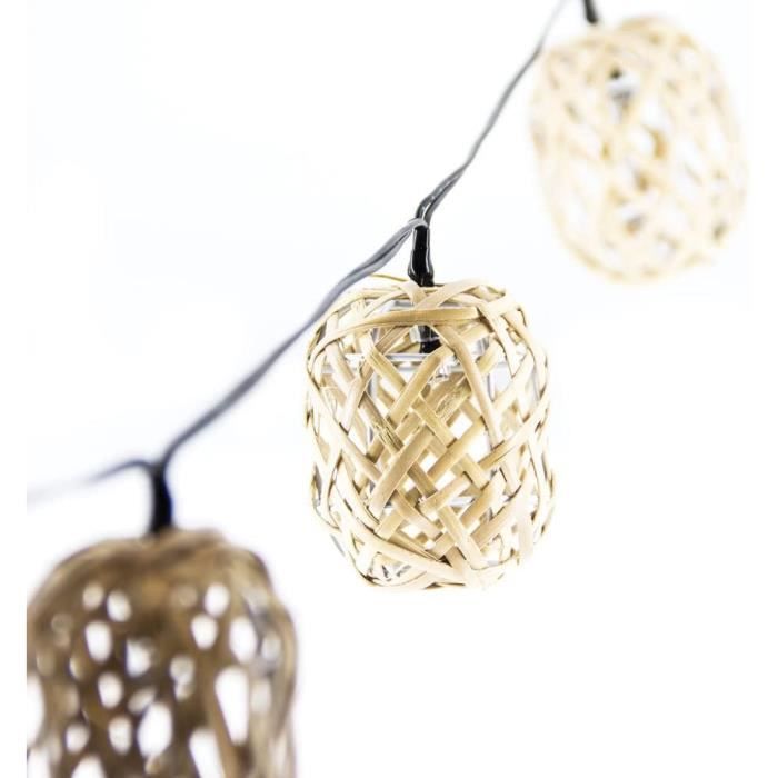 Guirlande Lumineuse Solaire Extérieur 4 M - 10 LED Style Rotin, IP44, Pour Jardin, Pergola, Fête