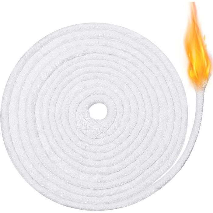 Mèche Coton Tressée 6mm - 2m Pour Lampe à Huile Et Bougies DIY - Brûlage Propre Et Stable
