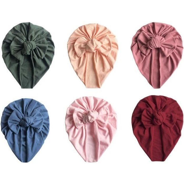 JAWSEU Bonnet Turban Bébé Fille, 7 Pièces Chapeaux Turban avec