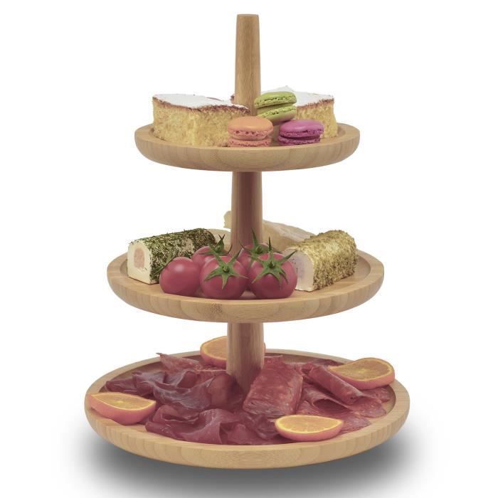 GZhaizhuan Presentoir à Gâteaux 3 Étages Rotatif - Support Desserts Noir Pour Fêtes Et Buffets