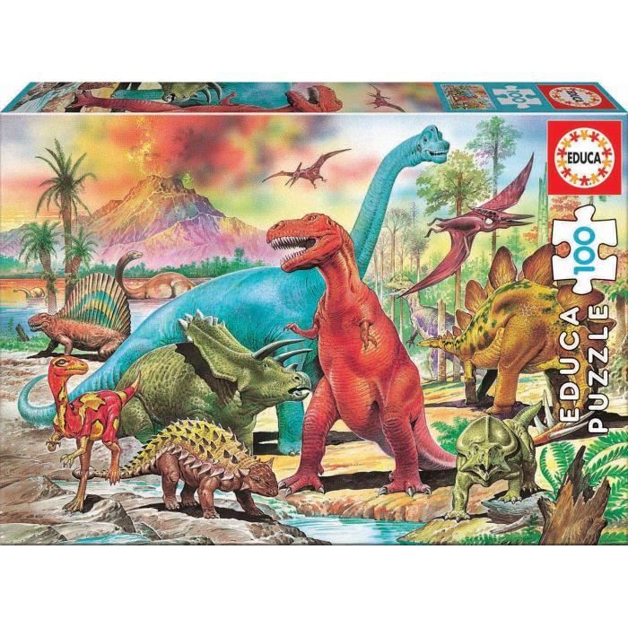 Puzzle Educa - 100 dinosaures - Pour enfants à partir de 7 ans - 100 pièces - Intérieur
