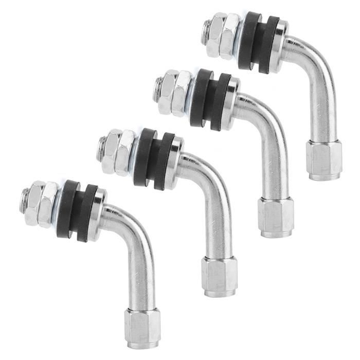 Tiges De Valve à 90° Pour Moto/Vélo - Aluminium Noir, 2 Pièces