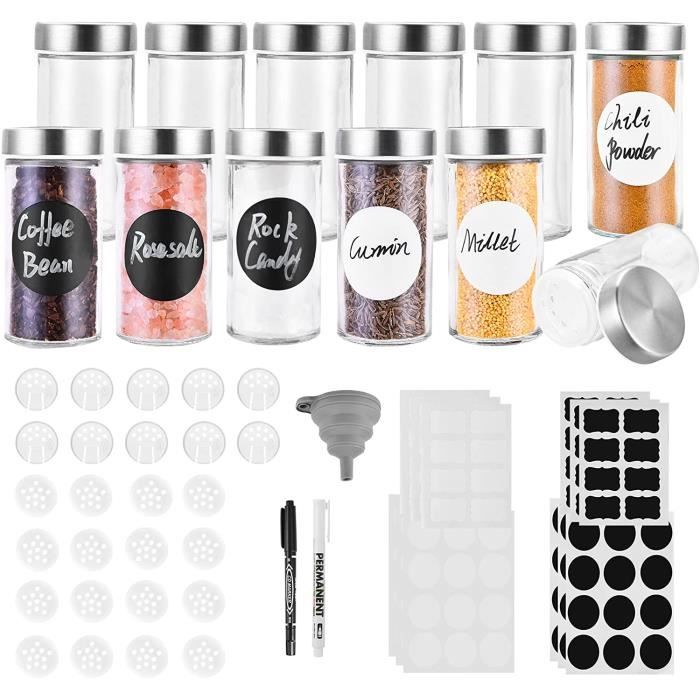 Relaxdays Set De 12 Pots à épices Avec Couvercle En Bambou