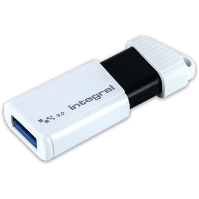 INTEGRAL Clé USB 3.0 512 Go Turbo - Blanche et noire - Jusqu'à 400MB/s en lecture (2666X) - Jusqu'à 300 MB/s en écriture (2000X)