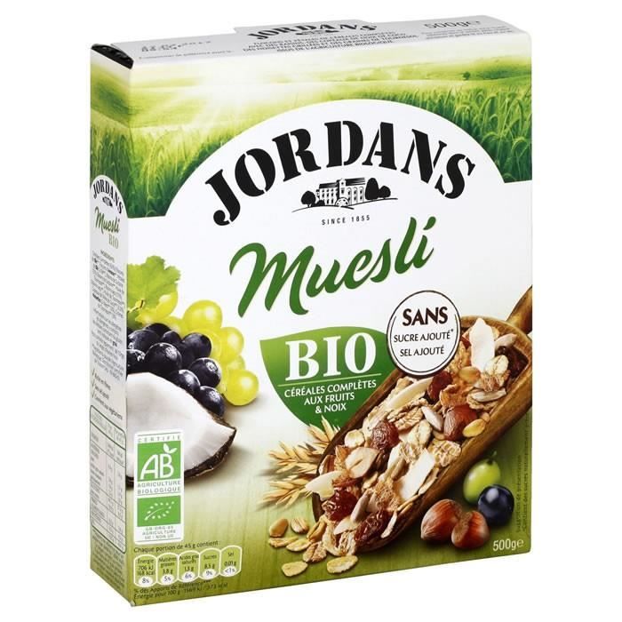 LOT DE 24 JORDANS Muesli bio aux fruits et noix 500 g Cdiscount