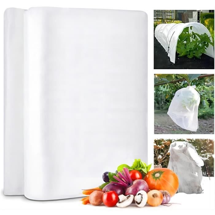 Housse D'hivernage Pour Plantes - 2 Pièces 60x80 Cm, 80g/m² - Fermeture éclair, Cordon - Protection Gel, Vent