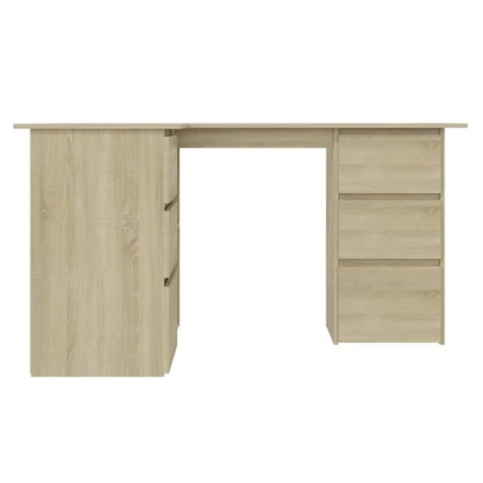 Bureau dangle KIMISS - Chêne sonoma - 4 tiroirs - 2 étagères avec portes - 2 étagères sans portes