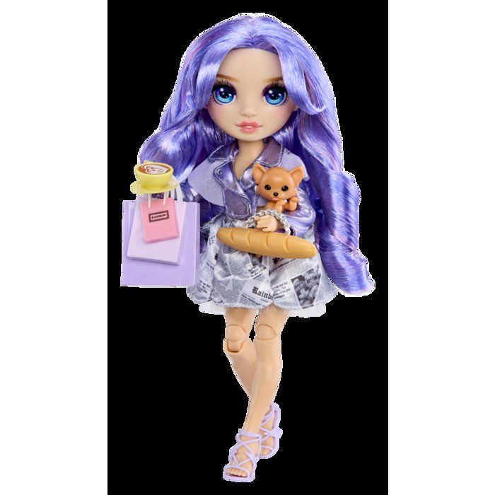 Rainbow High - Pretty in Paris - Violet - Poupée Mannequin - 27 cm - Accessoires et Animaux inclus