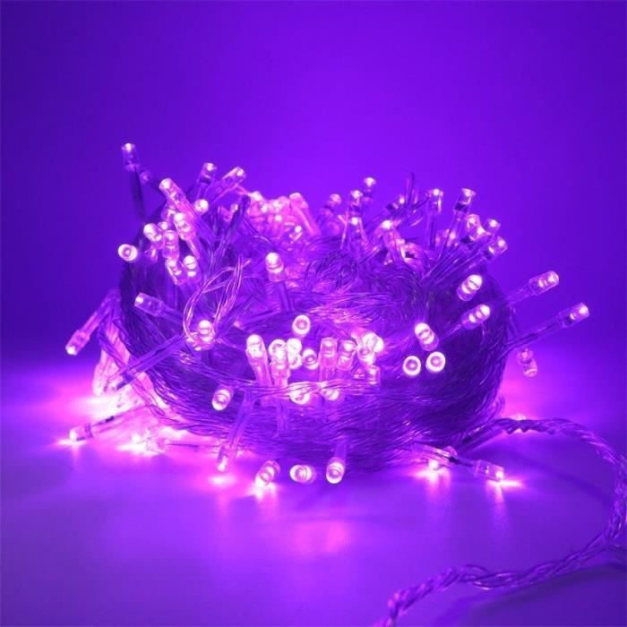 Guirlandes LED Lumières 10M 100 LEDs avec 8 Modes pour MariageAnniversaireSapin de NoëlDéco extérieur et intérieur violet