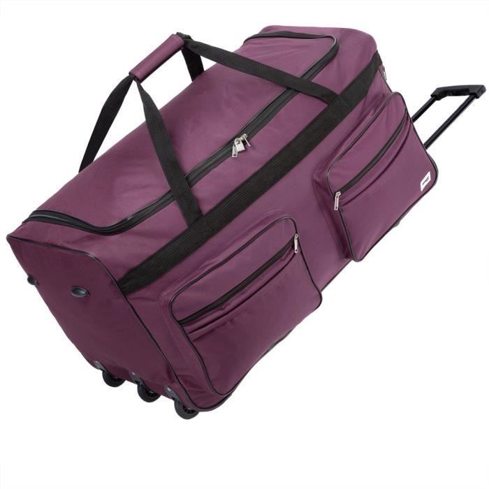 monzana sac de voyage xxl violet à roulettes trolley 160l sac de sport poignée télescopique 3 roues verrouillable transport