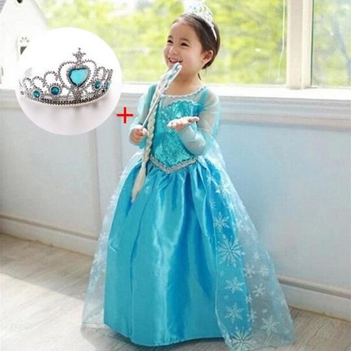 Robe de princesse reine des neiges Elsa tenue de fête Cosplay pour filles  robe de princesse Costume - Cdiscount Jeux - Jouets