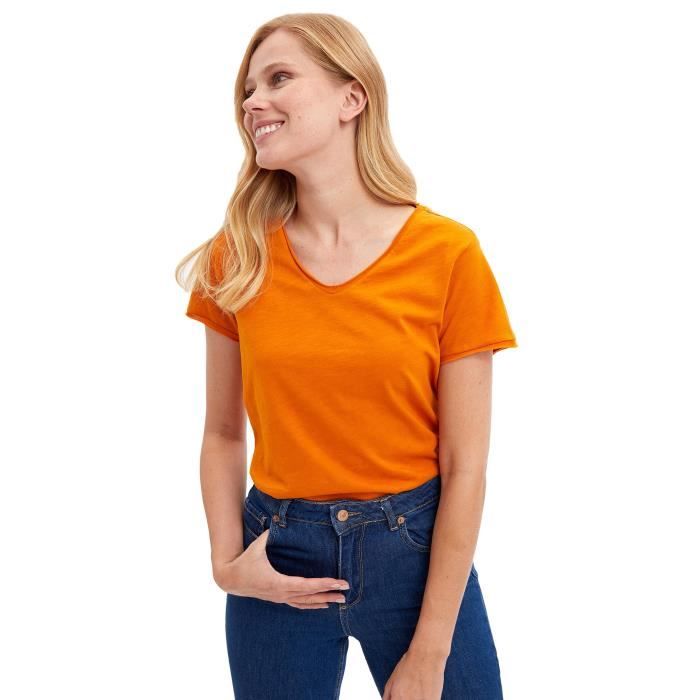 t shirt orange femme