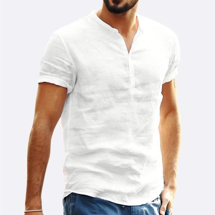 T-shirt Homme Col V Sportif - Coupe Slim Fit Athlétique - 100% Polyester Respirant - Manches Courtes - Neuf Sans étiquette