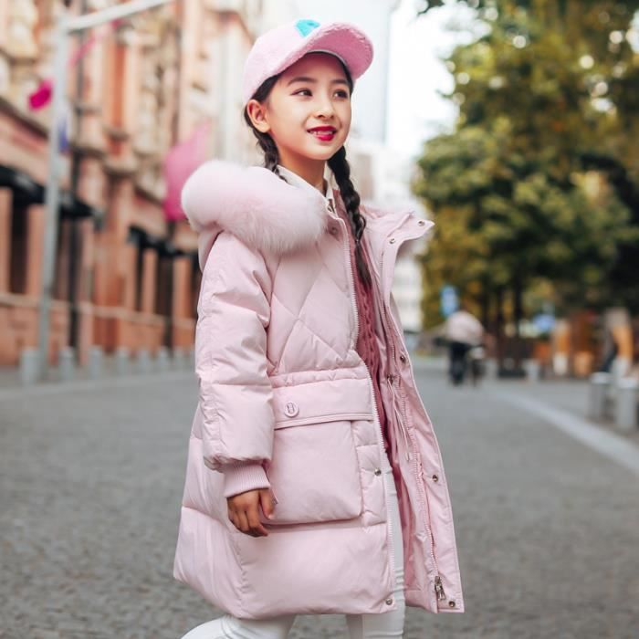 Parka Enfant Fille Chaude Mi-Longue Hiver Epais avez Capuche Fausse  Fourrure De 6 à 16 ans - Rose Rose - Cdiscount Prêt-à-Porter